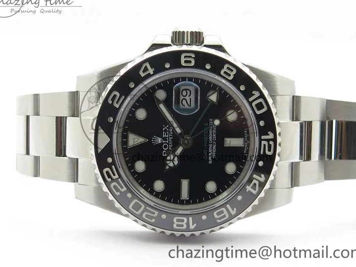 MiroTime 0107 GMT Master II 116710LN Black Ceramic 316L Steel ROF Best Edition Black Dial on SS Bracelet A Sophisticated 2656